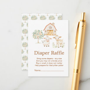 Cute Farm Barn Baby Shower Diaper Raffle Enclosure Card