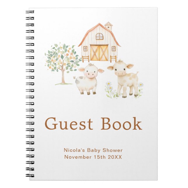 Cute Farm Barn Baby Shower Guest Book (Front)