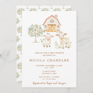 Cute Farm Barn Baby Shower Invitation