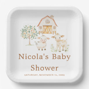 Cute Farm Barn Baby Shower Paper Plate