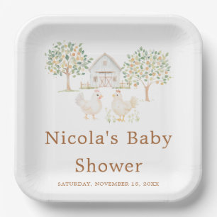 Cute Farm Barn Baby Shower  Paper Plate