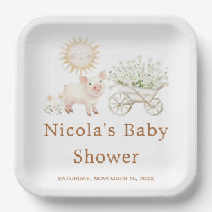 Cute Farm Barn Baby Shower Paper Plate