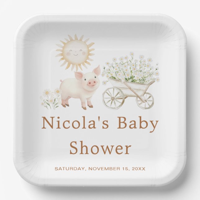 Cute Farm Barn Baby Shower Paper Plate (Front)