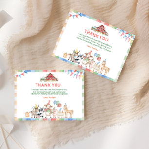 Cute Farm Barnyard Birthday Thank You Card