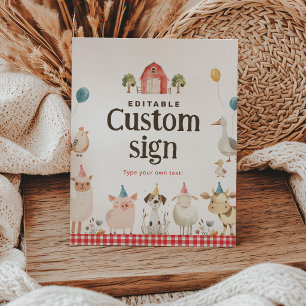 Cute Farm Birthday Custom Sign