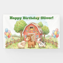 Cute Farm Birthday Party Banner