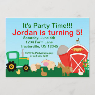 Cute Farm Birthday Party Invitation