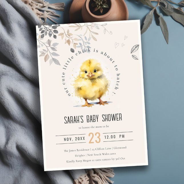 Cute Farm Chick Blush Girl Floral Baby Shower Invitation (Creator Uploaded)
