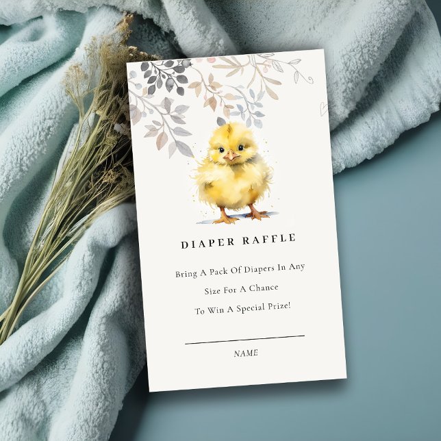 Cute Farm Chick Floral Diaper Raffle Baby Shower Enclosure Card (Creator Uploaded)