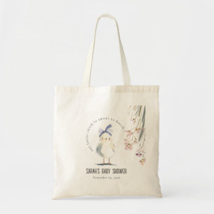 Cute Farm Chick Watercolor Floral Baby Shower Tote Bag