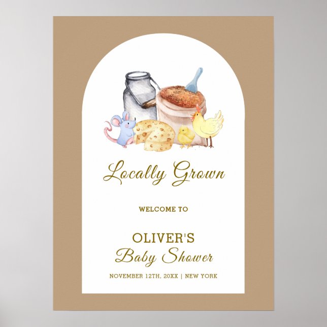 Cute Farm Chicken Mouse Baby Shower Welcome  Poster (Front)