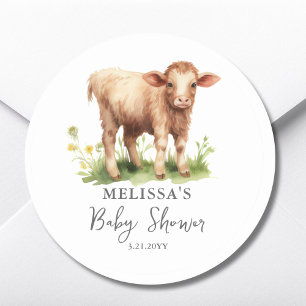 Cute Farm Cow Baby Shower Favour Sticker
