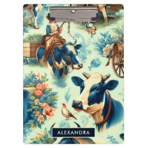 Cute Farm Cow Watercolor Painting Clipboard