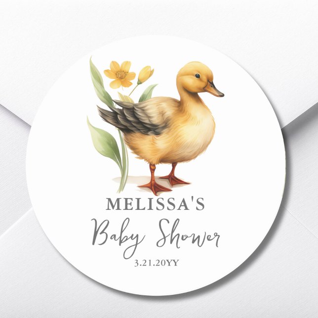 Cute Farm Duck Baby Shower Favour Sticker (Creator Uploaded)