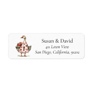 Cute Farm Duck Strawberries Return Address Label