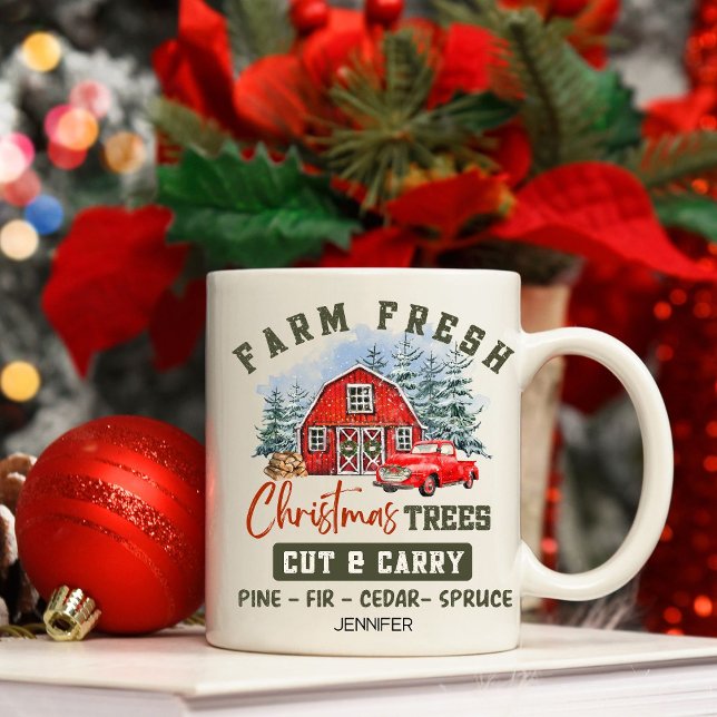 Cute Farm Fresh Christmas Trees Coffee Mug (Creator Uploaded)
