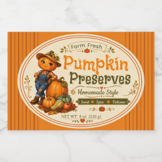 Cute Farm Fresh Pumpkin Preserves Vintage Fall Jar Food Label
