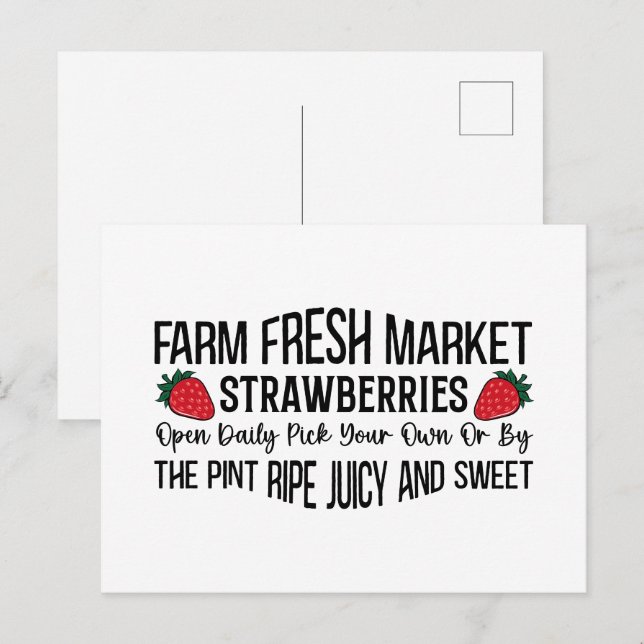 Cute farm fresh strawberries  postcard (Front/Back)