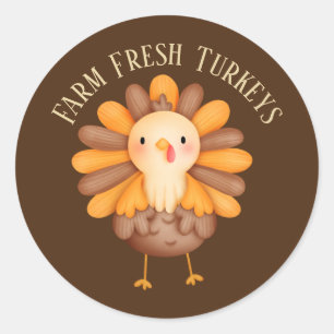 cute farm fresh turkey vendors classic round sticker