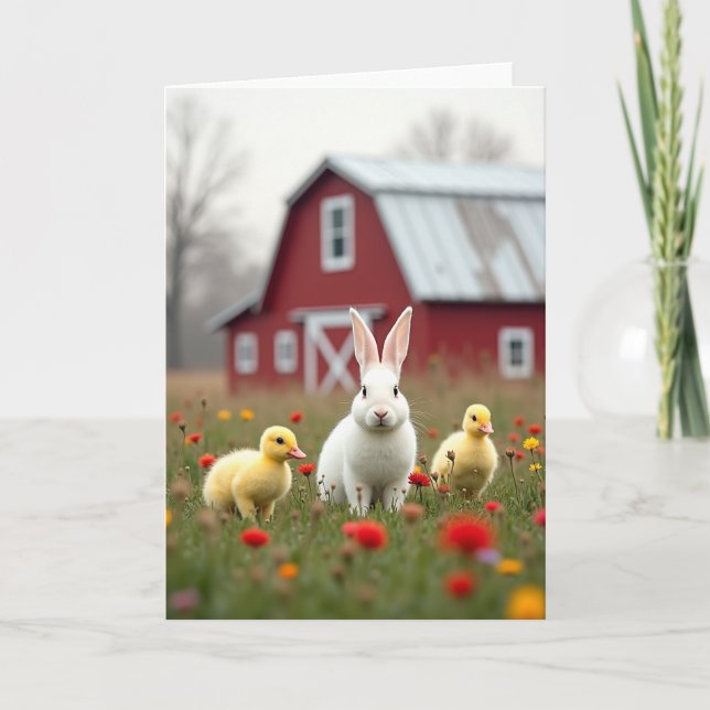 Cute Farm Friends Scene Card (Front)