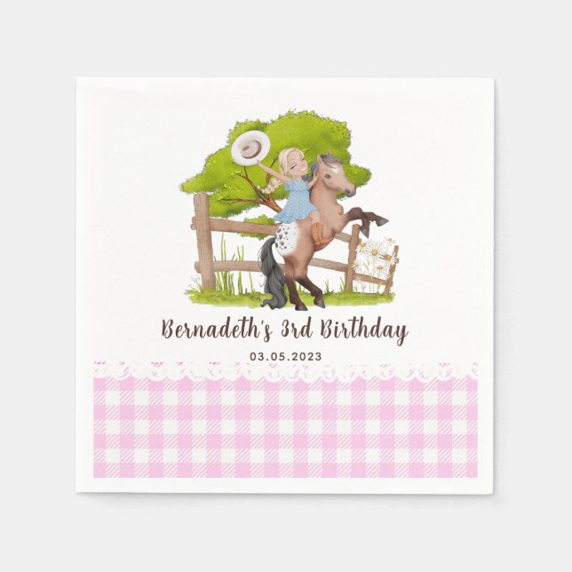 Cute Farm  Girl Birthday I Baby Shower Party Napki Napkin (Front)