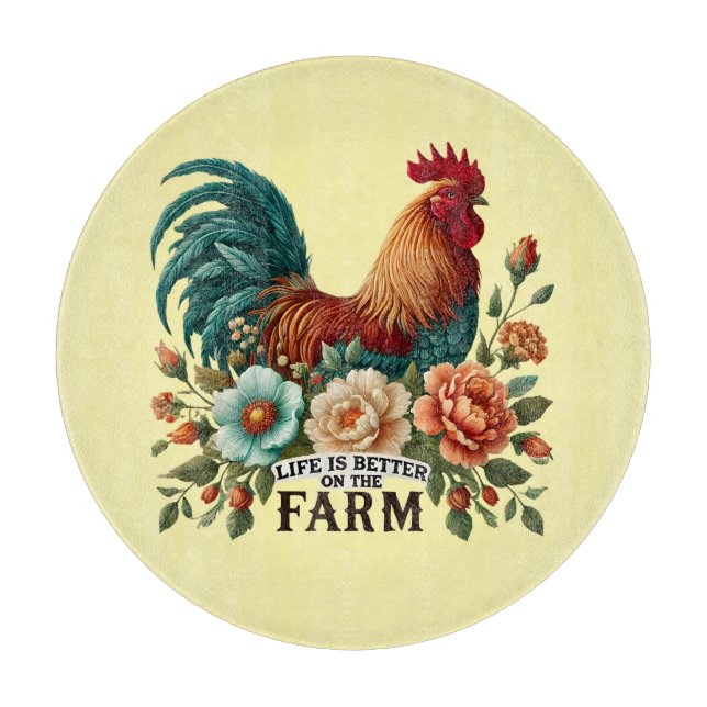 Cute farm life rooster  cutting board (Front)