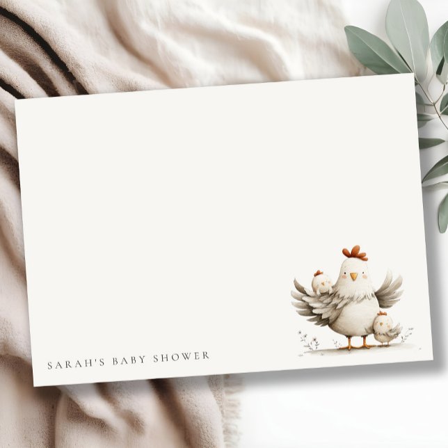 Cute Farm Mum and Baby Chick Floral Baby Shower Card (Creator Uploaded)