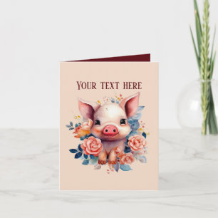 Cute Farm pig lovers add message Card