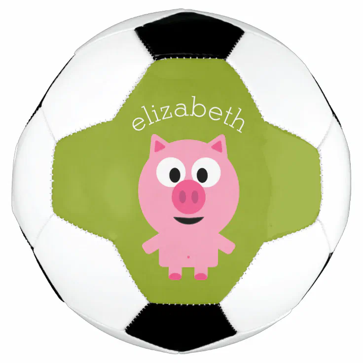 Cute Farm Piglet Pink and Lime Green Soccer Ball Zazzle