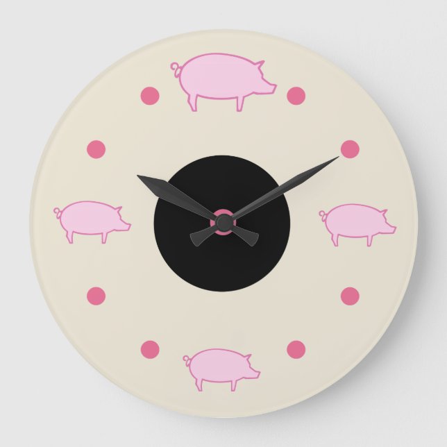 Cute Farm Pigs Wall Clock (Front)