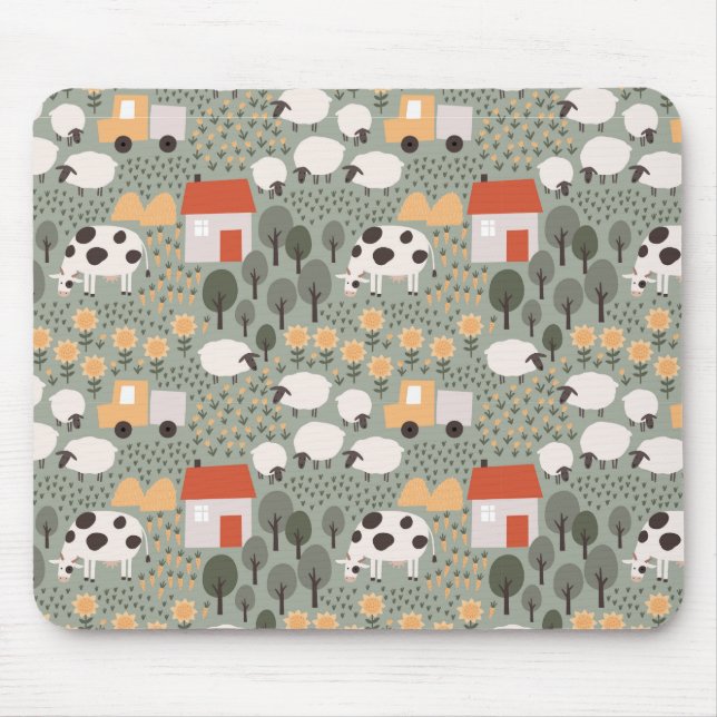 Cute Farm Scene Pattern Mouse Pad (Front)