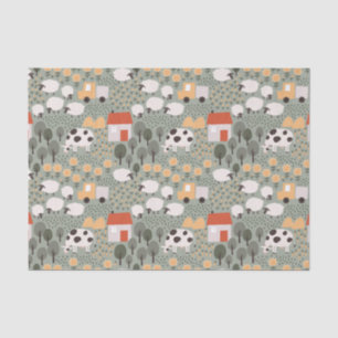 Cute Farm Scene Pattern Tissue Paper