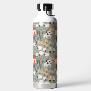 Cute Farm Scene Pattern Water Bottle