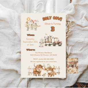 Cute Farm Themed Birthday Party Boy or Girl Invitation