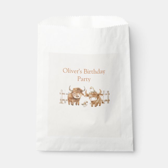 Cute Farm Themed Birthday Party Favour Bag (Front)