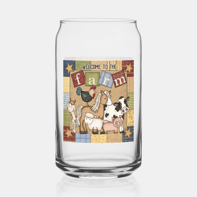 Cute farm welcome Country farmhouse Can Glass (Front)