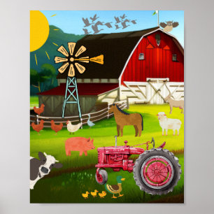 Cute Farm Yard Animals Poster