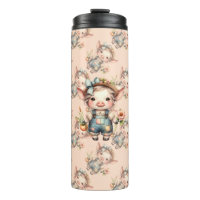 Cute Farmcore Pig in Overalls with Flowers