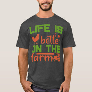 Cute Farmer Crazy Chicken Lady Cow Horse Country L T-Shirt