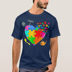 Cute Farmer Heart Puzzle Autism Awareness Men Wome T-Shirt