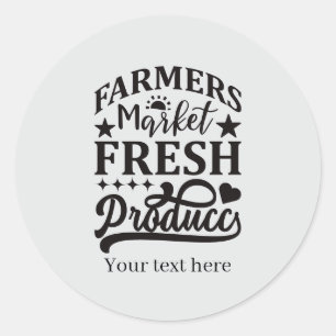 Cute Farmers Market add text  Classic Round Sticker