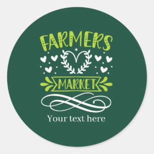 Cute Farmers Market add text  Classic Round Sticker