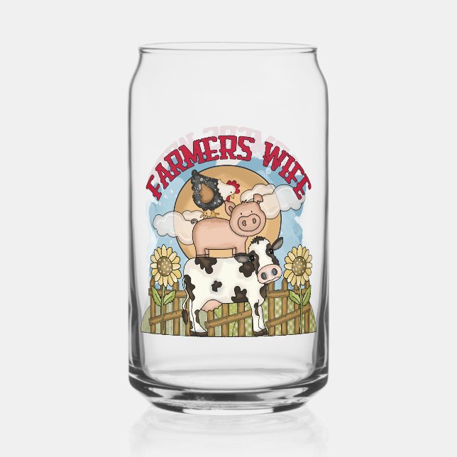 Cute Farmers Wife Country Farmhouse Can Glass (Front)