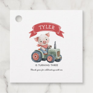 Cute Farmhouse Animals Pig Birthday Party Favour Tags