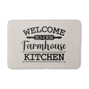 Cute Farmhouse kitchen word art welcome Bath Mat