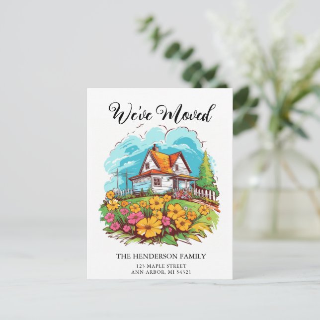 Cute Farmhouse New Home Moving Announcement Postcard (Standing Front)
