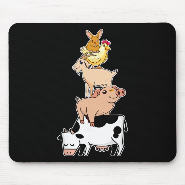 Cute Farming Animals - Vegan - Vegetarian - Be Kin Mouse Pad (Front)