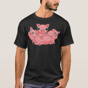 Cute Farming Pig Lover Farm Animal Piglet Farmer P T-Shirt