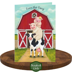 Cute Farmyard Animals Stack Missing You Get Well Card