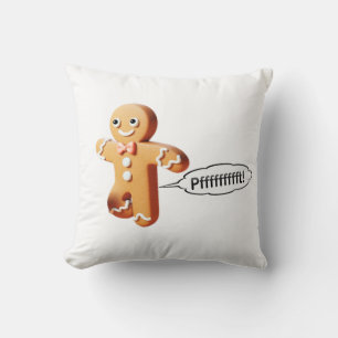 Cute Farting Gingerbread Man Christmas Cushion